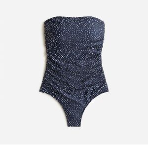 J.Crew - navy and white pokadot ruched bathing suit - size 14